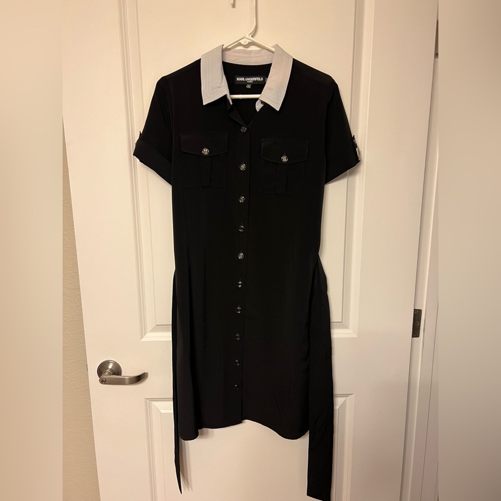 Karl Lagerfeld Black Dress with White Collar - Picture 2 of 5